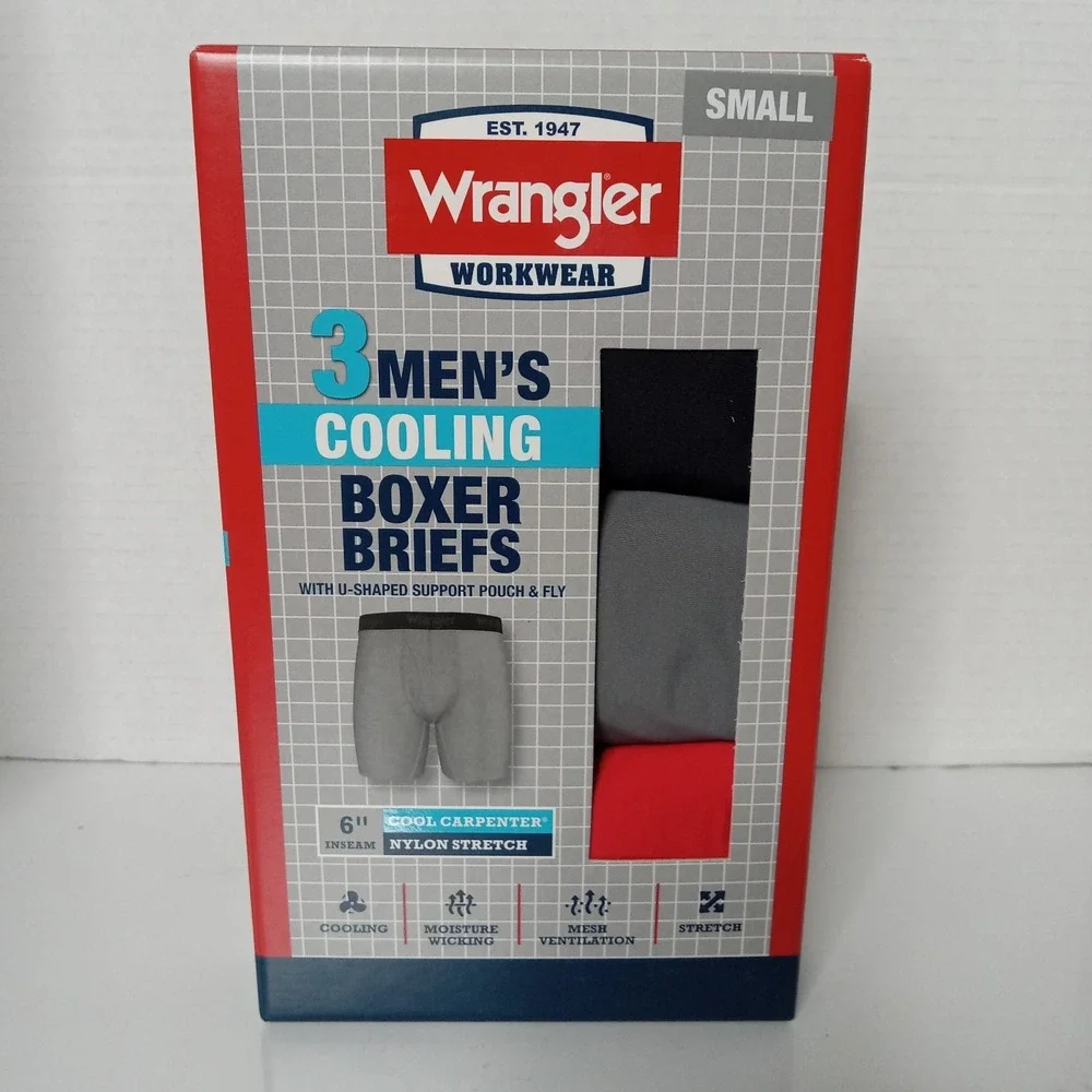 Wrangler Workwear Boxer Briefs Men's Size S Small Cooling  6